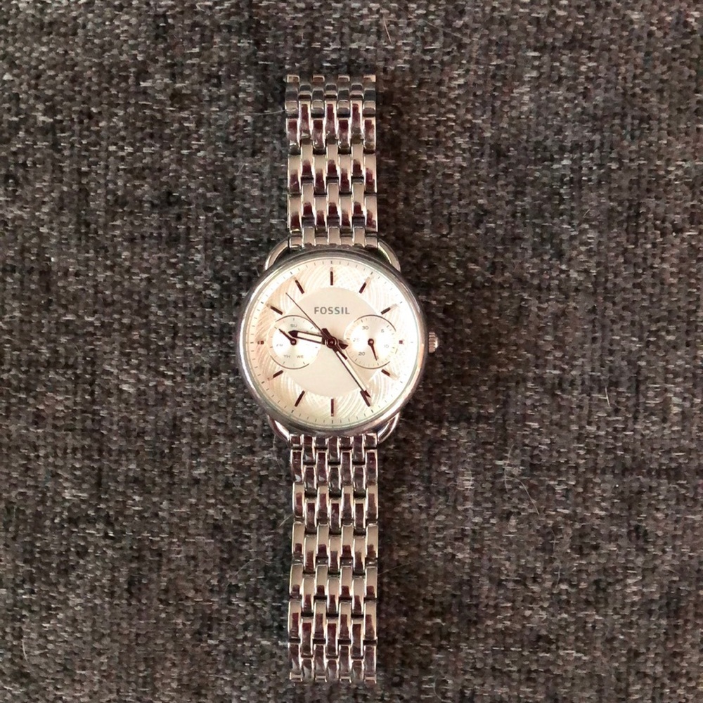 Silver Fossil Watch
